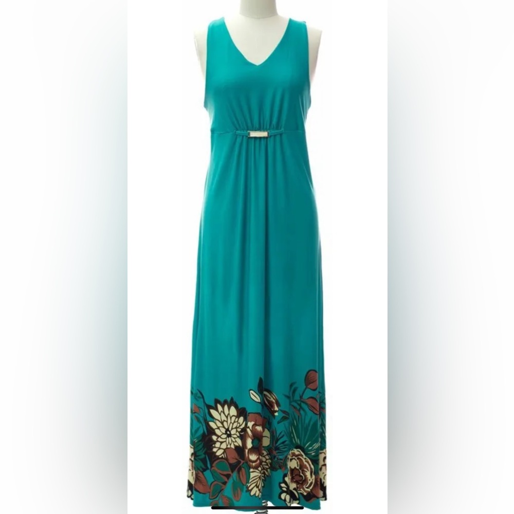 Floral Dresses Ankle length Sleeveless Green
